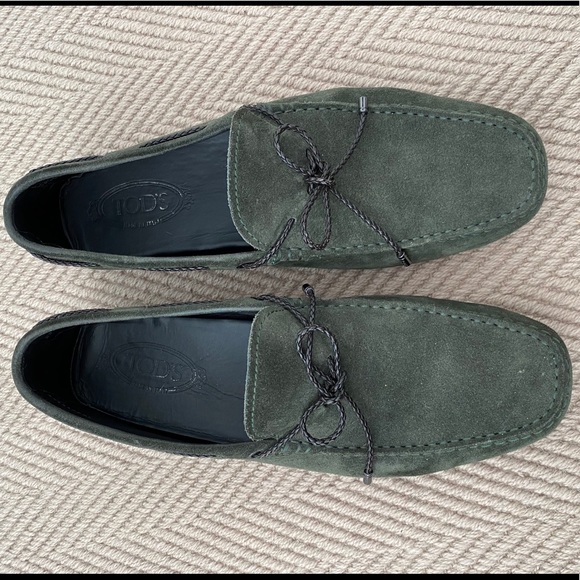 Tod’s Suede Forrest Green Loafers